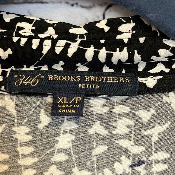 Brooks Brothers Black White Faux Wrap Dress Size XL Petite XLP - Picture 3 of 5